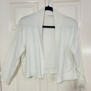 Calvin Klein Cropped, Ivory Open Front Shrug /Cardigan